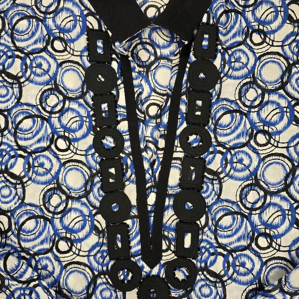 Michael Kors Tunic Style Blue and Black Women's Shirt - Picture 3 of 7